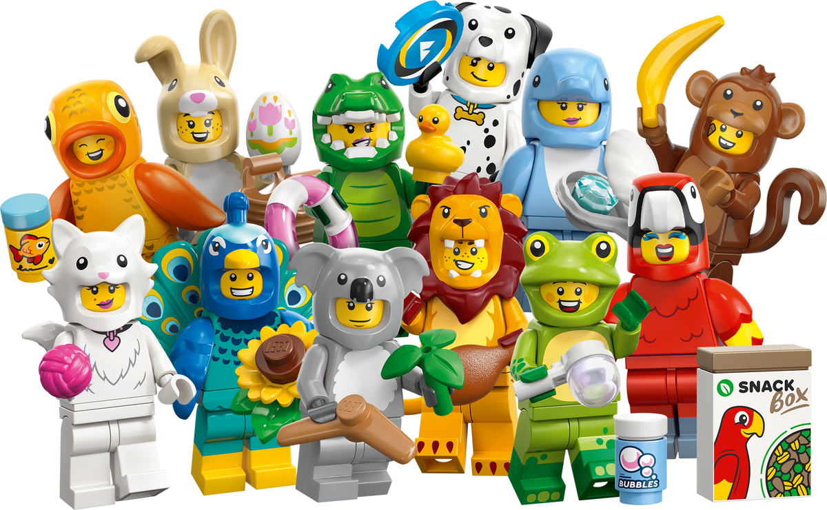 Lego Minifiguren Serie 28 mit 12 Figuren: Komplett-Set der Lego Minifiguren Serie 71051 Tiere (inkl, bedruckter Fliese)