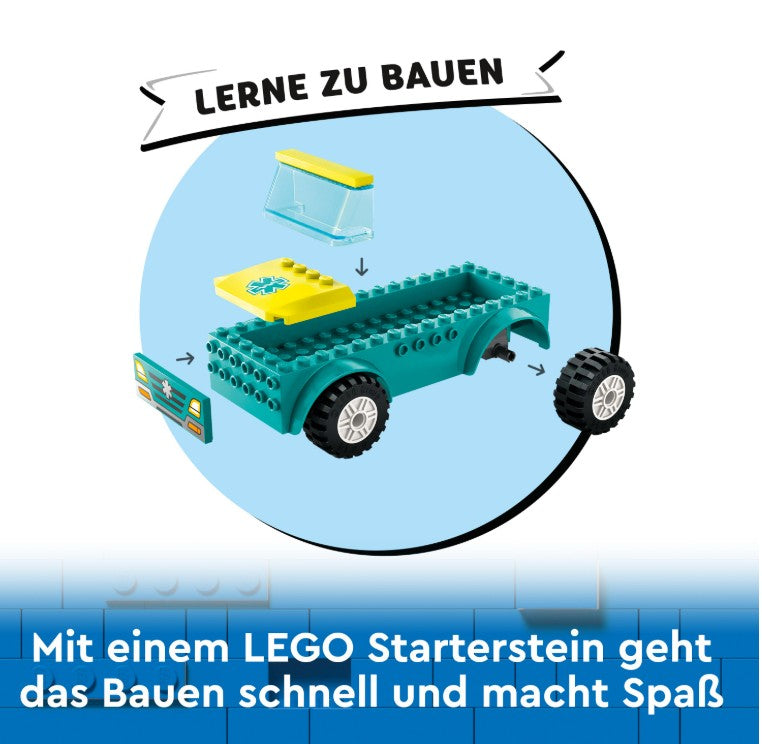 60403 LEGO CITY  Rettungswagen  viel Zubehör plus 2 Figuren Spielen und Lernen