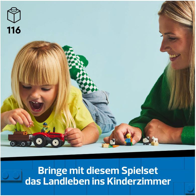 60461 LEGO® CITY Roter Traktor mit Anhänger Bauernhof Montessori Spielset