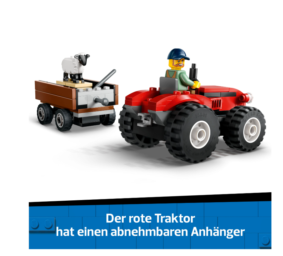 60461 LEGO® CITY Roter Traktor mit Anhänger Bauernhof Montessori Spielset
