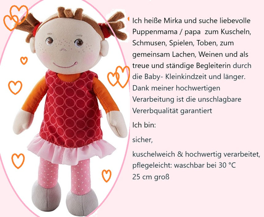 HABA Puppe Mirka fröhliche Spielgefährtin fürs Kinderzimmer
