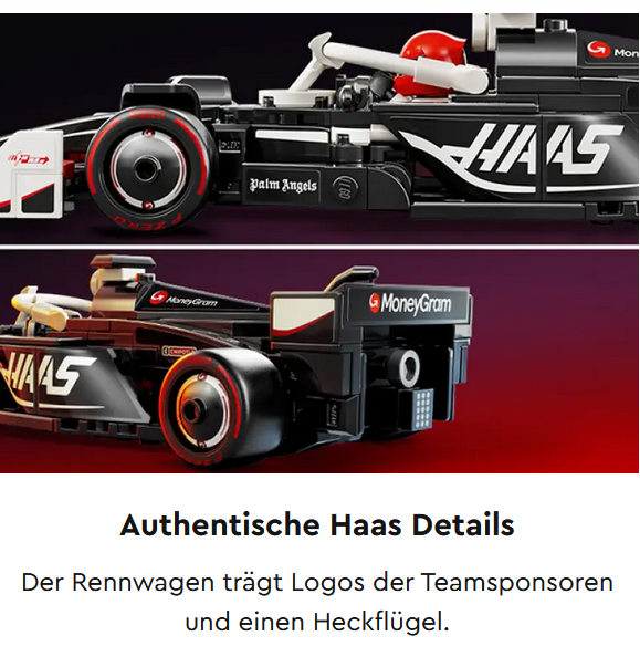 LEGO® Speed Champions MoneyGram Haas F1® Team VF-24 Rennauto  ".....Fahne hoch"